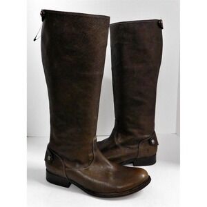 Frye Walnut Brown Leather Back Zip Riding Boots 8.5 B